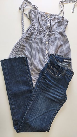 Camisa tirantes azul rayas