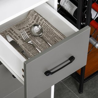 Credenza Alta De Cocina Con Diseño Moderno, Mueble Buffet De Madera Blanca Y Gris, 60X40X160Cm