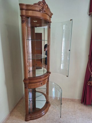 Vitrina Rinconera Madera y Cristal,   con luces
