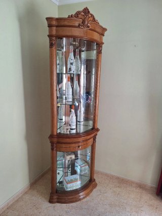 Vitrina Rinconera Madera y Cristal,   con luces