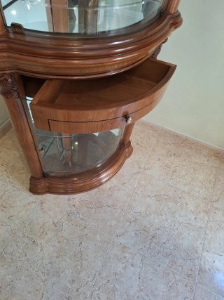 Vitrina Rinconera Madera y Cristal,   con luces
