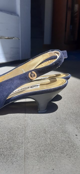 Slingback Pollini vintage blu in camoscio