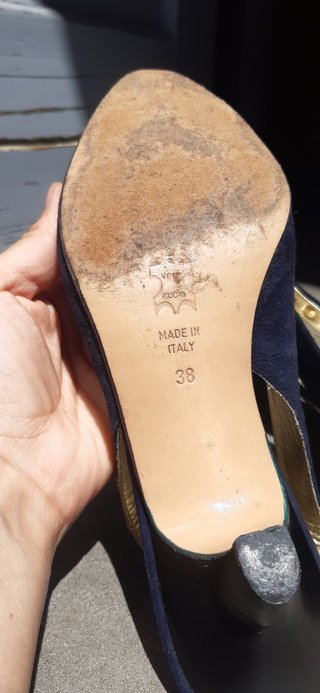 Slingback Pollini vintage blu in camoscio