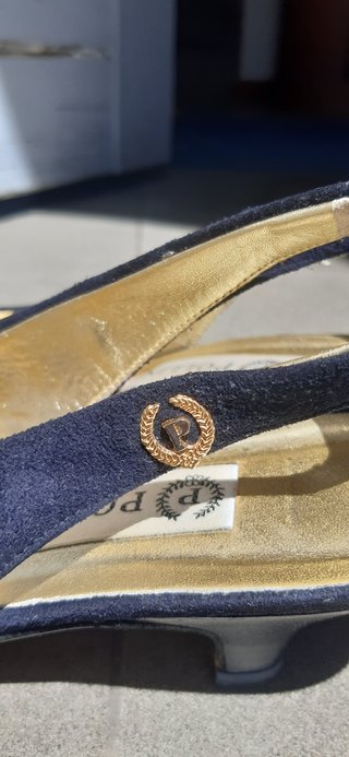 Slingback Pollini vintage blu in camoscio