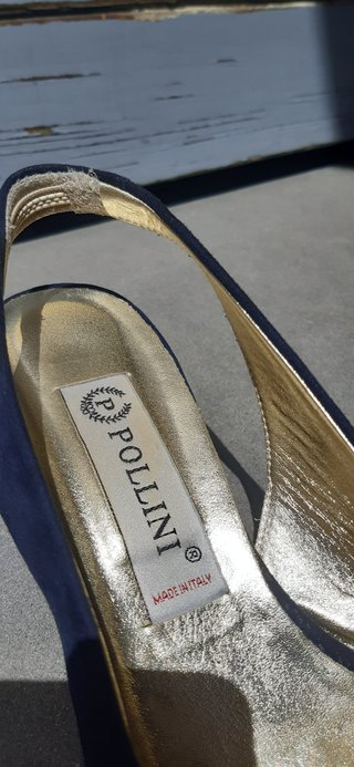 Slingback Pollini vintage blu in camoscio