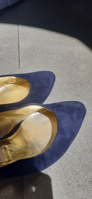 Slingback Pollini vintage blu in camoscio