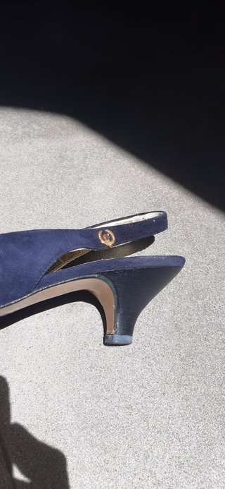 Slingback Pollini vintage blu in camoscio