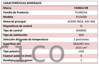 Plancha Gas Acero Laminado Serie 100 - PLC6100