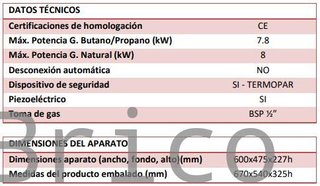 Plancha Gas Acero Laminado Serie 100 - PLC6100