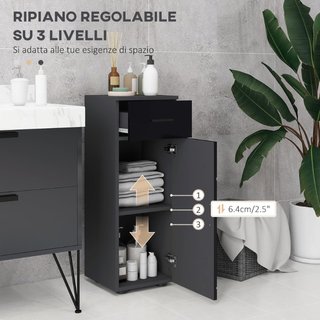 Mobiletto Bagno in Truciolato con Cassetto e Armad