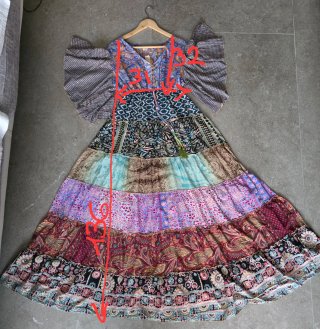 Abito lungo donna patchwork con maniche ampie