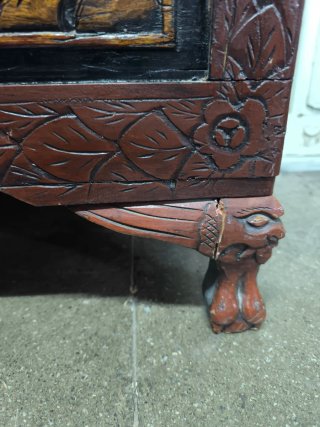 Baúl Oriental Vintage Madera Tallada