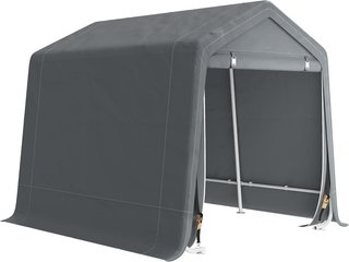 Garaje Moto para Exterior 2.4X2M, Tenda Garaje para Herramientas de Metal y Tejido PE, para Motos y Bicicletas, Gris Oscuro