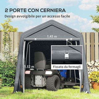 Garaje Moto para Exterior 2.4X2M, Tenda Garaje para Herramientas de Metal y Tejido PE, para Motos y Bicicletas, Gris Oscuro