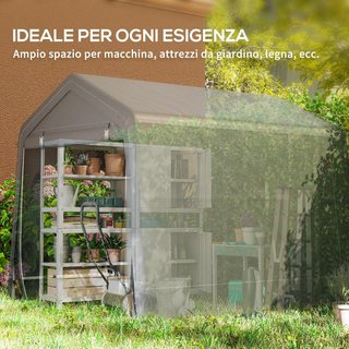 Garaje Moto para Exterior 2.4X2M, Tenda Garaje para Herramientas de Metal y Tejido PE, para Motos y Bicicletas, Gris Oscuro