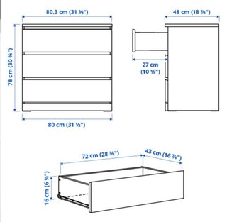 Comò MALM IKEA 3 cassetti bianco