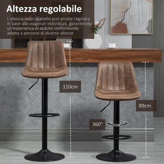 Set 2 Sgabelli Alti da Bar in Stile Industriale co