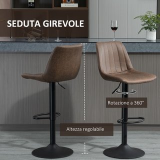 Set 2 Sgabelli Alti da Bar in Stile Industriale co