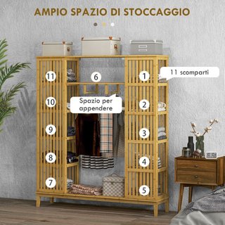 Armadio Aperto in Bambù con 2 Ante Scorrevoli, Rip