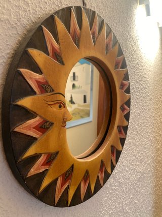 Espejo Sol Decorativo Madera