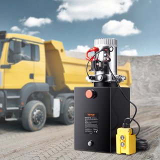 Bomba Hidráulica, Unidad de Potencia Hidráulica de 12 Cuartos, Bomba de Remolque de Volcado de Acción Simple, Tasa de Flujo de 0.91 GPM, Presión Máxima de Alivio de 3200 PSI, Bomba Hidráulica DC 1...