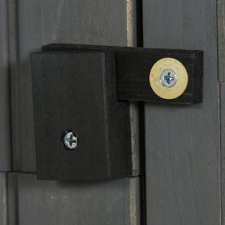 Caseta de Jardín Pequeña de Madera, Armario de Herramientas Ahorra Espacio con 3 Estantes Extraíbles y Apertura en el Techo, Techo de Asfalto Impermeable y Puerta con Cerradura, 77X54.2X179Cm, Gris