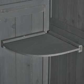 Caseta de Jardín Pequeña de Madera, Armario de Herramientas Ahorra Espacio con 3 Estantes Extraíbles y Apertura en el Techo, Techo de Asfalto Impermeable y Puerta con Cerradura, 77X54.2X179Cm, Gris