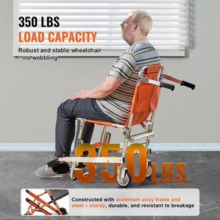 Silla de Escalera EMS, Capacidad de Carga de 159 kg, Silla de Ruedas de Emergencia Plegable de Aluminio para Escalar Escaleras con 2 Ruedas, Silla Elevadora Portátil para Ambulancia, Uso de Evacua...
