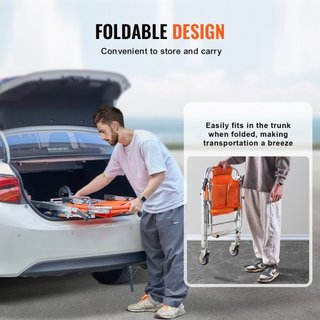 Silla de Escalera EMS, Capacidad de Carga de 159 kg, Silla de Ruedas de Emergencia Plegable de Aluminio para Escalar Escaleras con 2 Ruedas, Silla Elevadora Portátil para Ambulancia, Uso de Evacua...