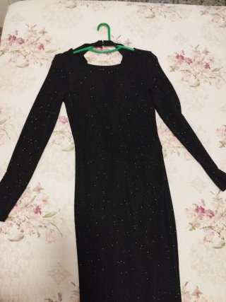 Vestido fiesta H&M negro brillo XS