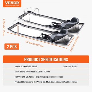 Tablones de Rodillas de Concreto de Acero Inoxidable, Deslizadores de Concreto de 28'' x 8'', 2 Pares de Almohadillas de Rodillas Deslizantes de Concreto, con Almohadillas para las Rodillas y Corr...