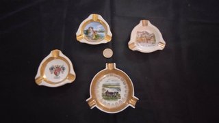 Lote 6 piezas decorativas porcelana azul y oro