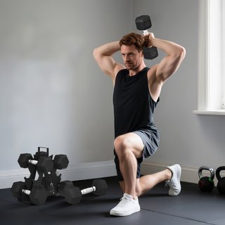 Set di Manubri Palestra con Supporto in Metallo co