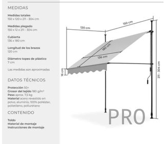 Toldo plegable para balcón
