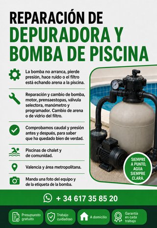 Reparación de depuradora y bomba de piscina