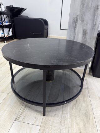 Tavolo rotondo in marmo nero e grigio