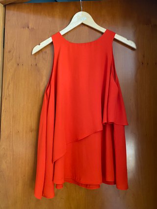Blusa Mango sin mangas naranja rojizo T S