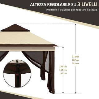 Toldo Plegable Pop up Con Mosquiteras Extraíbles, Altura Ajustable Y Bolsa De Transporte, Toldo De Exterior En Acero Y Tejido Oxford, UV 30+, Para Jardín, Fiestas, Camping, Café Beige
