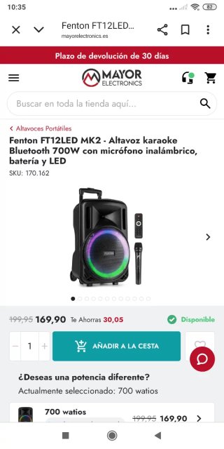 Altavoz Fenton FT12LED MK2 como nuevo