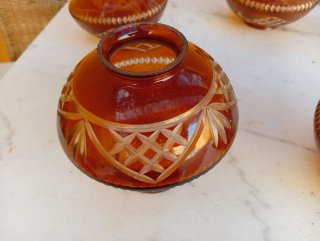Cinco tulipas antiguas cristal tallado