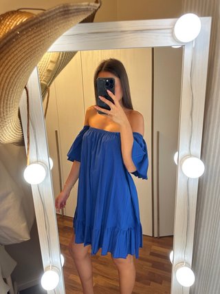 Vestito corto blu cotone