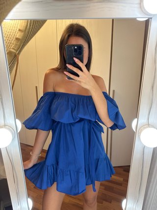 Vestito corto blu cotone