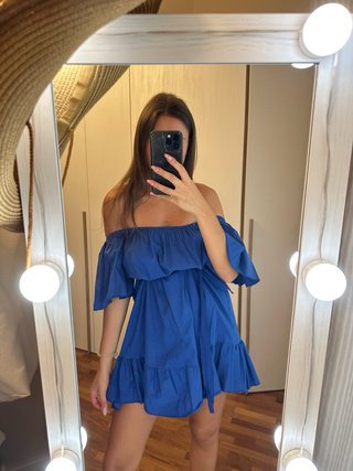 Vestito corto blu cotone