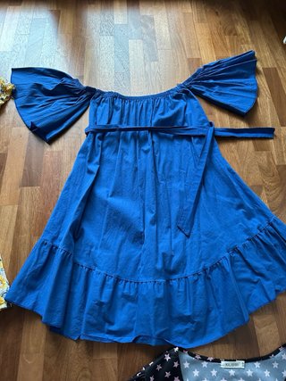 Vestito corto blu cotone