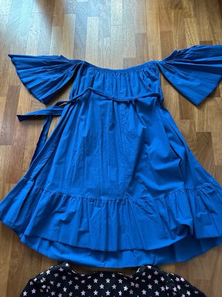 Vestito corto blu cotone