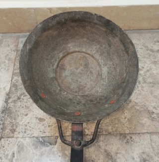 Olla/Sartén ANTIGUA  COBRE y HIERRO FORJADO