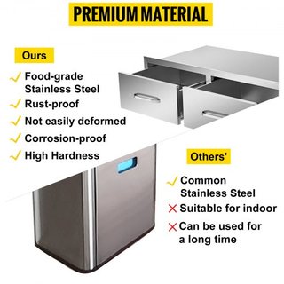 Cassetti da Cucina Esterno 30" L x 10" A x 20" P, Cassetti Doppio Accesso Orizzontale per BBQ Acciaio Inox con Maniglia, Cassetti per Isola BBQ per Cucine Esterne o Stazione Griglia...