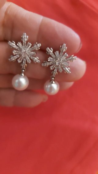 Pendientes Novia Copo Nieve Brillantes Perla