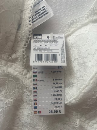 Sujetador Woman Secret Talla XL Blanco Encaje