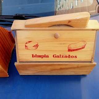 2 Cajas Limpia Calzado Antiguo Madera